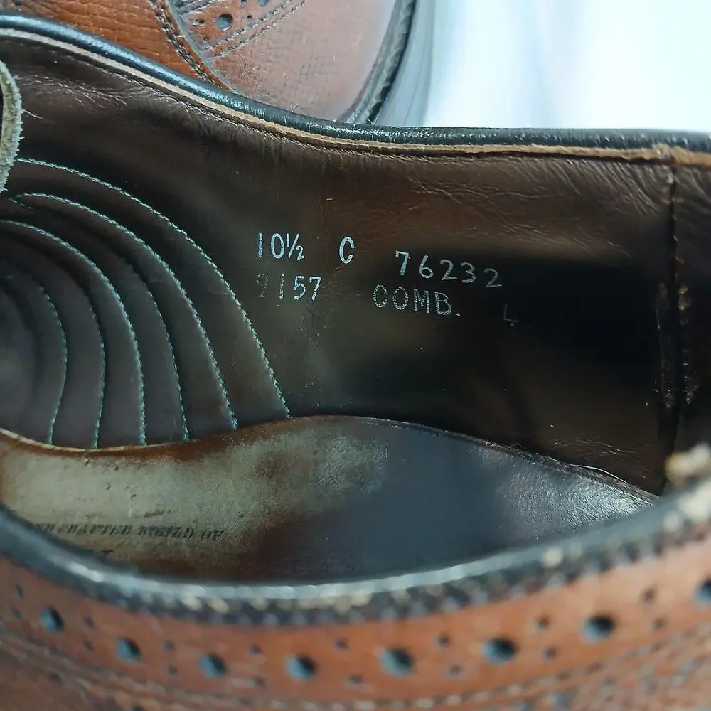 Vintage Allen Edmonds MacNeil Shoes Mens Size 10.5 C Wingtip Brogues 90s Leather